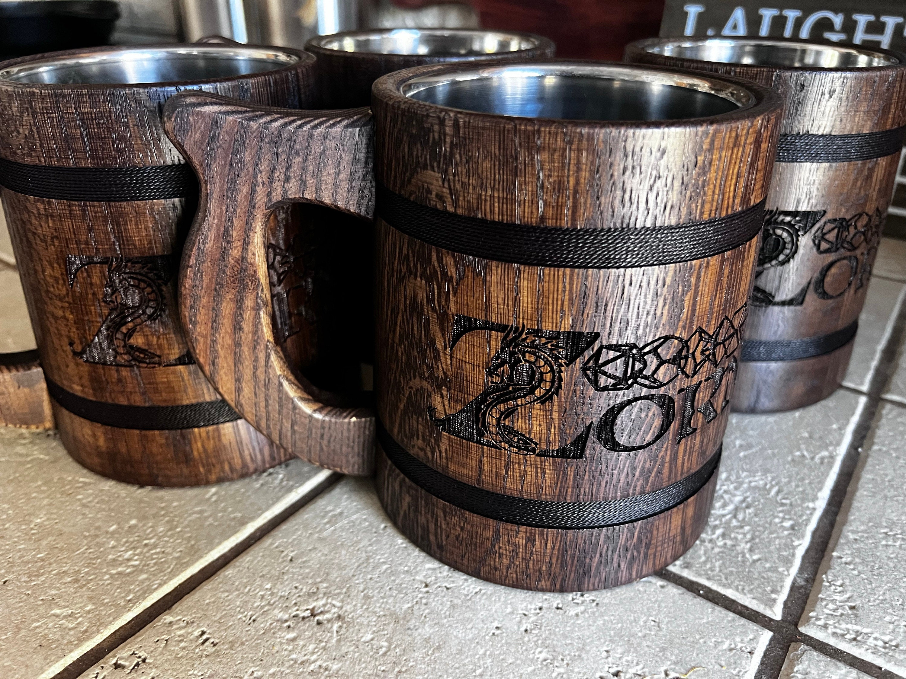 Personalized Groomsmen Beer Mug Custom Wooden Stein, Customizable Best Man Gift from Groom Engraved Wood Tankard, Wedding Gift for Father