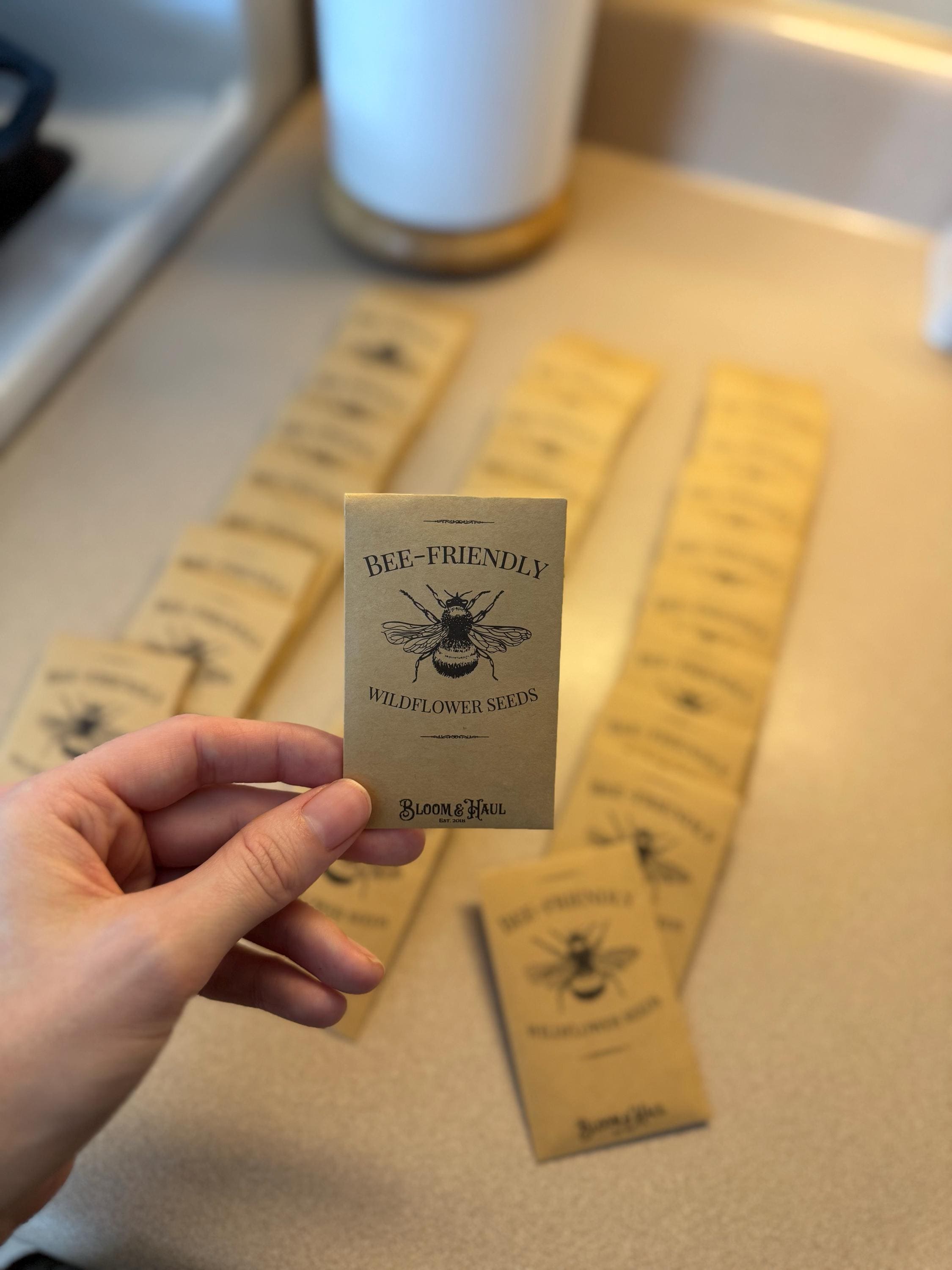 Bee-Friendly Bee Seeds  ( Set of 10)  Seeds for Pollinators - Mother's Day, Wedding Favor, Eco-Friendly Gift, Wildflower Seed Favors