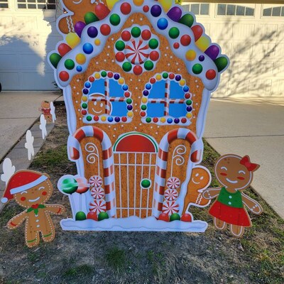 Gingerbread House Holiday Decoration, Christmas Yard Sign, Lawn Sign ...