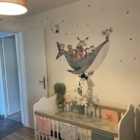 Whale Ocean Animals Nursery Wall Decal Set, Under the Sea Watercolor ...