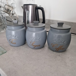 Sage Green Tea Coffee Sugar Canisters Biscuit,utensil, Jars Bread Bin ...