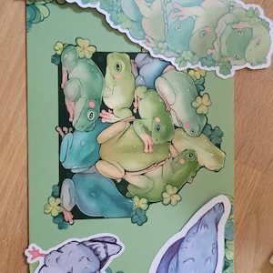 Frog Stack Bookmark Frog Art Cute Bookmark Laminated Cottagecore Book ...