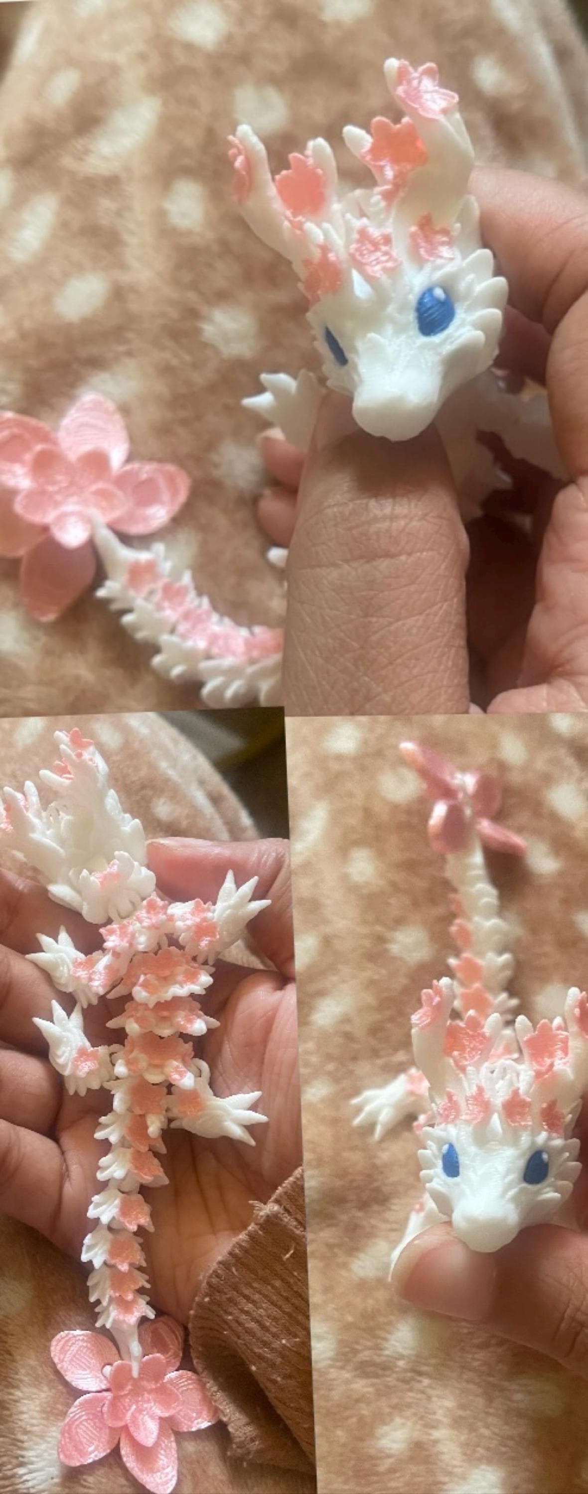 Cherry Blossom BABY Dragon with Dragon Egg - 3D Printed and Fully Articulated 6-inch-long Dragon, Sensory Toy, Fidget Toy, Stocking Stuffer