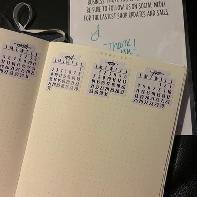 Small Monthly Stickers sunday Start for Planners and Journals. January ...