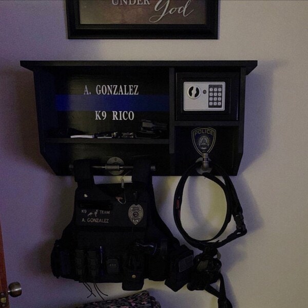 Black With Blue Line Wall Rack - Etsy