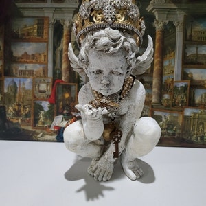 Large Hare Rabbit Statue Tall Distressed White With Gold - Etsy