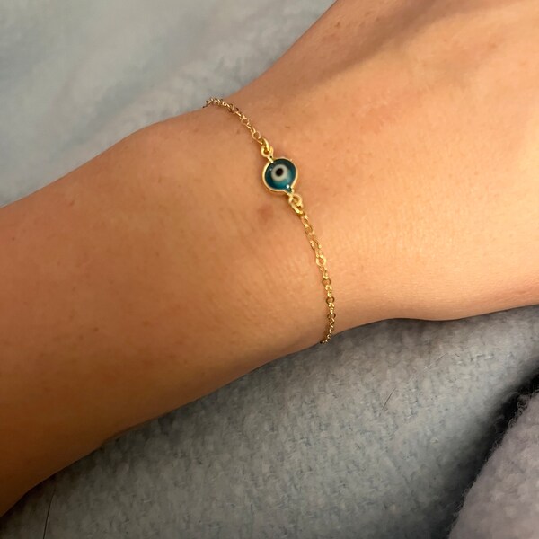 EYE PROTECTION BRACELET - TURQUOISE WITH SKY BLUE EYE - GOLD main image 0