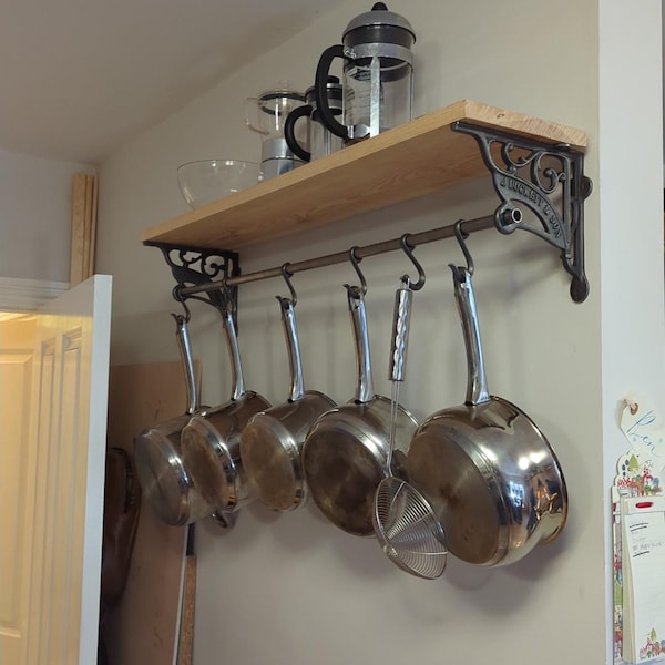 Rustic Iron Kitchen Rack Rail KIT Cast Iron BLENHEIM COUNTRY Pantry Pot ...