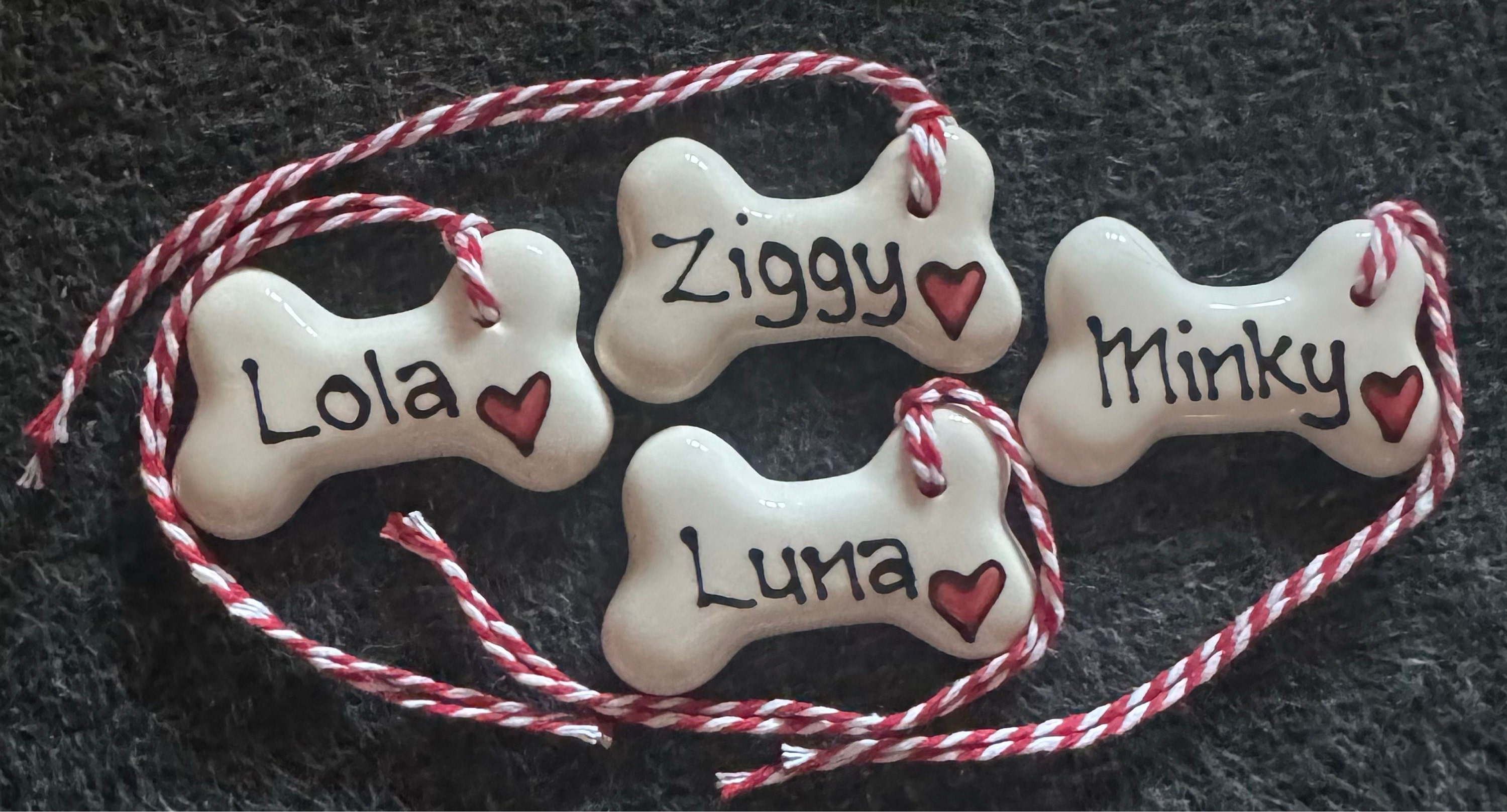 Dog Christmas decoration, personalised Christmas decoration, dog bone hanging decoration, personalised ceramic bone, gift for dogs, Xmas dog