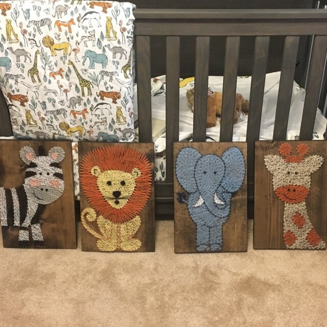 String Art Animals Safari Set Nursery Art String Art Lion Etsy