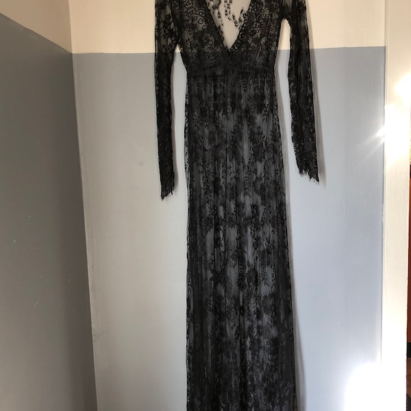 Black Sexy Sheer Lace Nightgown Set - Tempting Lingerie Uniform for Women main image 0