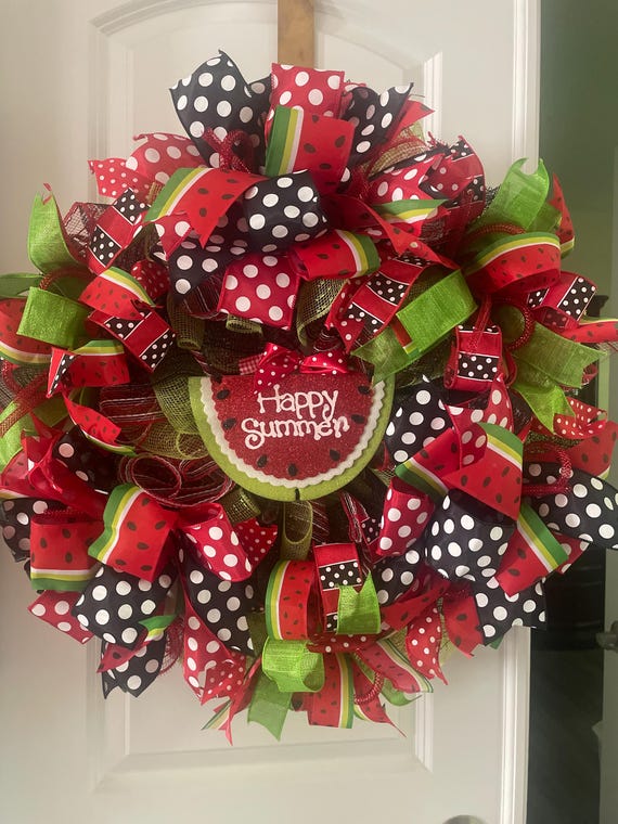 Customer photo of Hello Summer Watermelon Deco Mesh Wreath