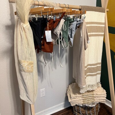 Clothes Rack With Canvas Shelf Wooden Rack Dress up Storage - Etsy