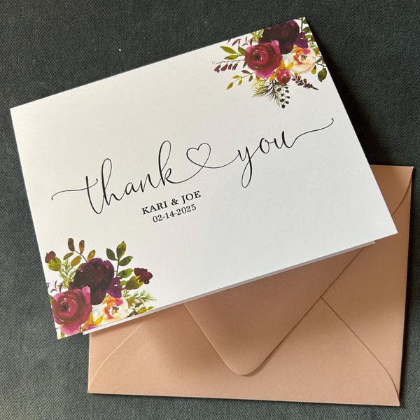 Personalized Flower Note Card Set With Envelopes | Gift for Her | Flat ...