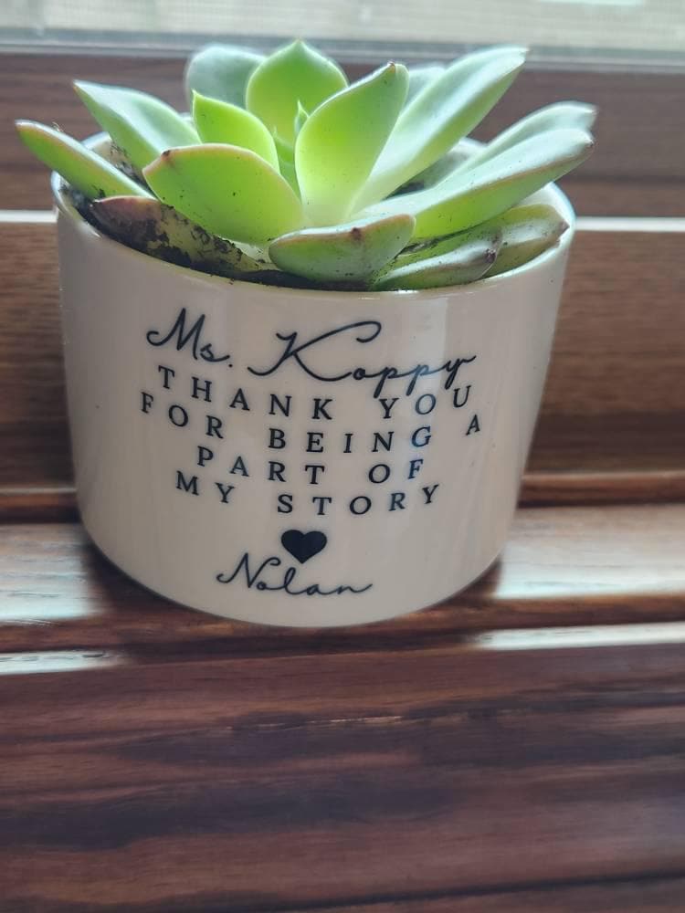 Thank you Gift for Teacher, End of Year Gift, Personalized Planter, Teacher Appreciation, Desk Planter, Custom Succulent Pot, Teacher Gift