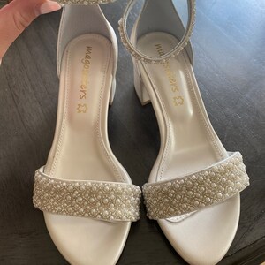 Block Heel Wedding Ivory Leather Sandals/ Pearl Silver Wedding - Etsy