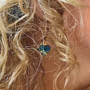 Customer photo from karen, Edgy Raw Opal Dangle Earrings, October Birthstone Statement