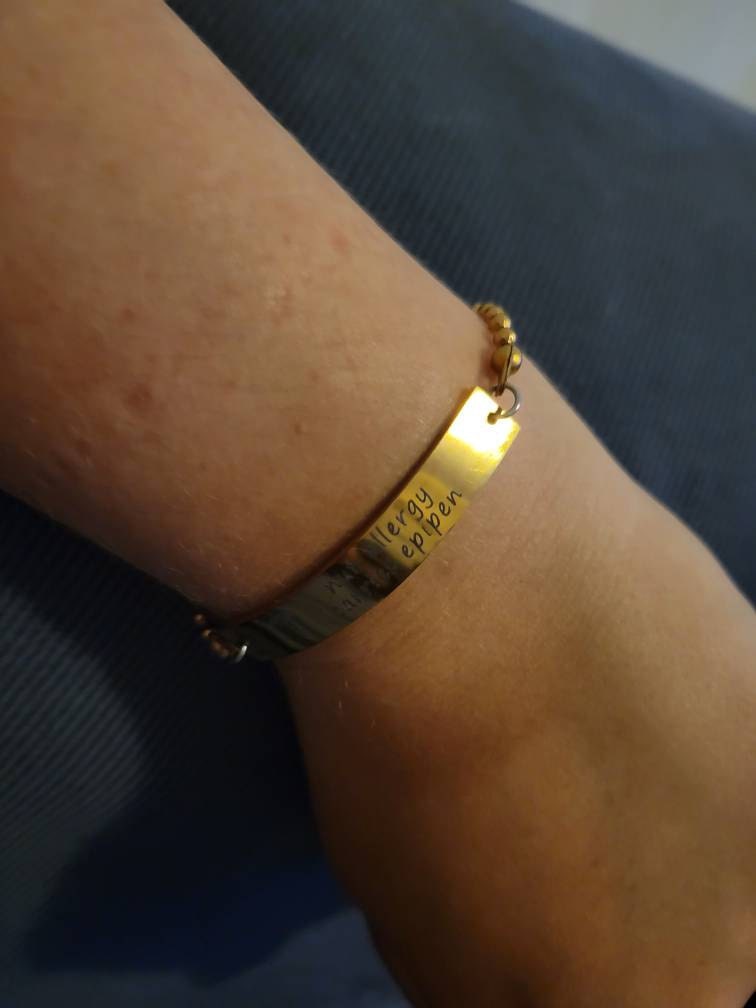 Medical Alert Bracelet Women Diabetes Medical ID Jewelry Personalized Allergy Bracelet Type 1 Diabetes Autism Seizure Awareness