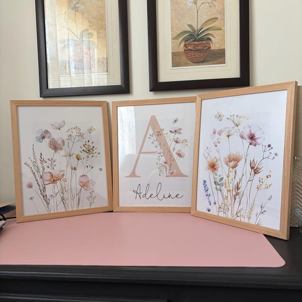 Floral Nursery Wall Art, Custom Wildflowers Prints, Boho Baby Girl ...