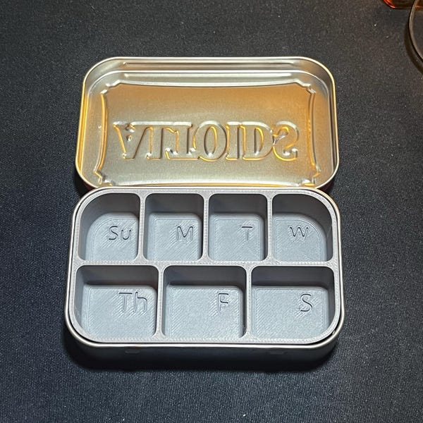 Altoid Tin Insert for Pills - Seven Days a Week Pill Holder, Divider ...