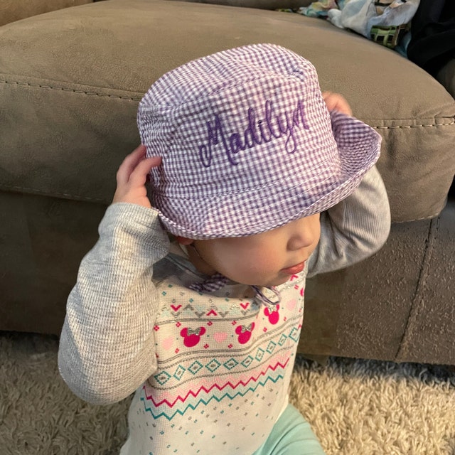 Personalized Baby Bucket Hats Monogrammed Baby Bucket Hats Baby Sun Hat Baby Seersucker Hat Baby Beach Hat Custom Baby Bucket Hat Etsy