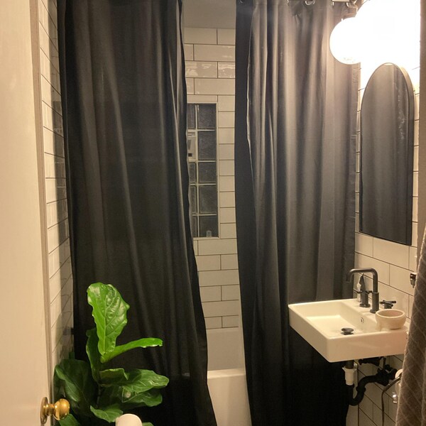 Waterproof Linen Shower Curtain - Natural