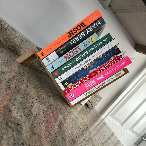 Solid Oak Free Standing Book/magazine Rack, Tabletop Book Storage, Book ...