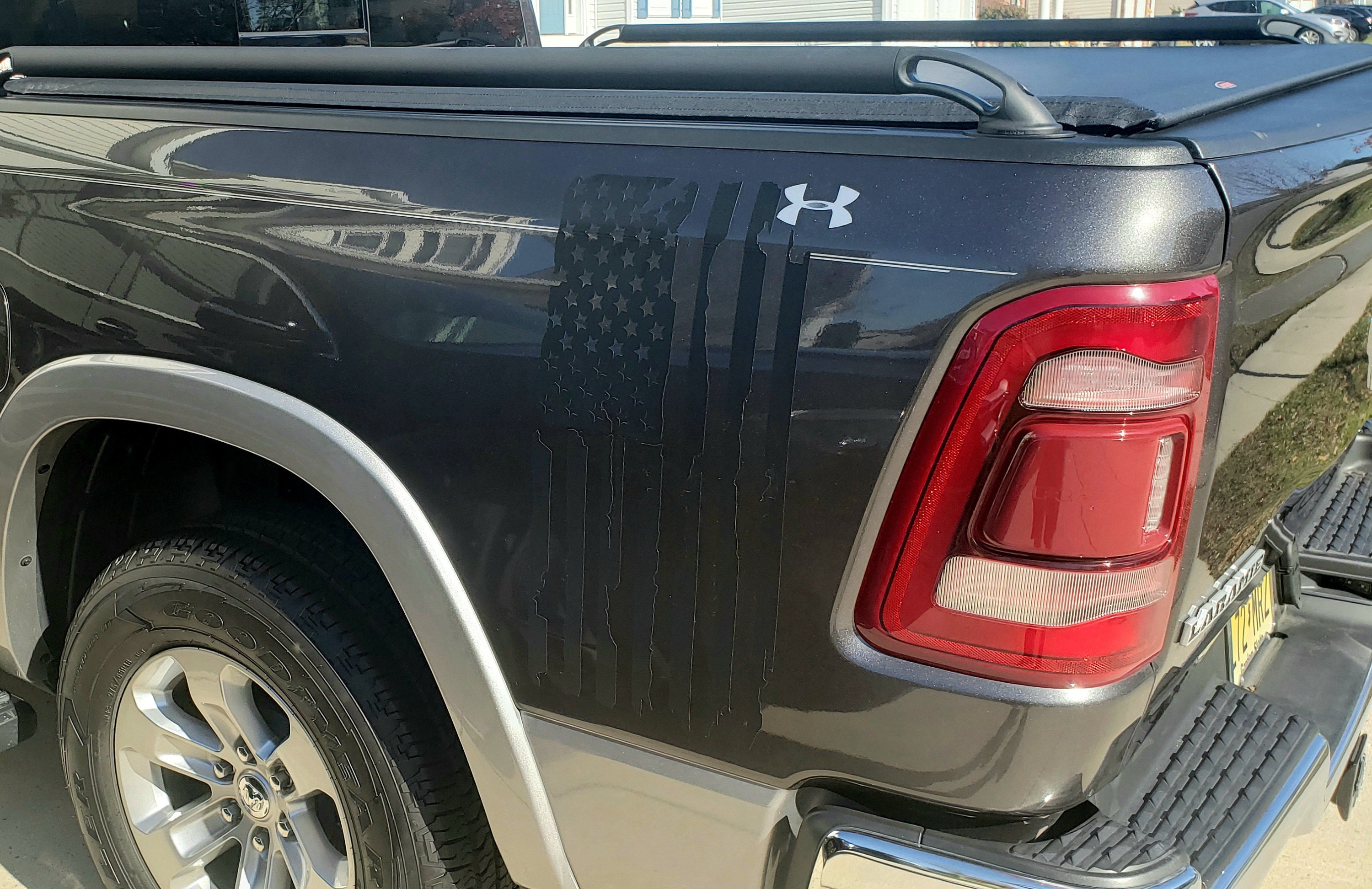 Vertical Distressed American Flag Tailgate Decal