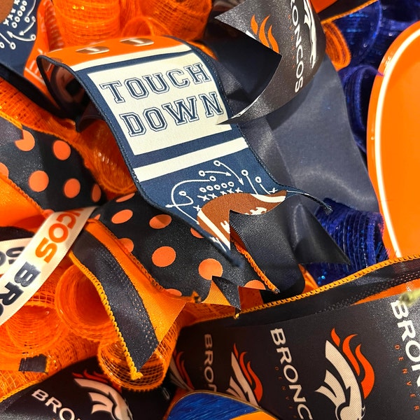 NFL Denver Broncos Ribbon, 4-pack of Ribbon & Mini Pennant, Licensed ...