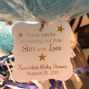 FS-182-2 Thank you for Showering our Little Star Baby Shower Star Themed Favor Hang Tags 