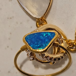 Customer photo from Anjum, Moonstone Huggie Hoop Earrings, 14k Gold-Filled with CZ