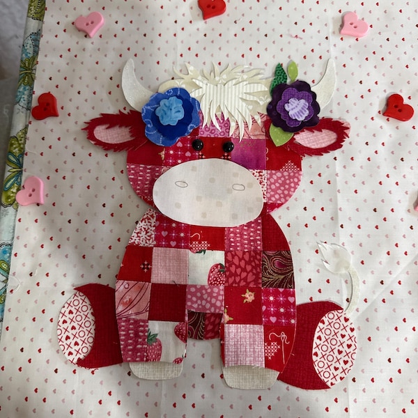 Patchwork Cow Pattern Patchwork Highland Cow Quilt Pattern: Applique Baby Blanket (PDF ...