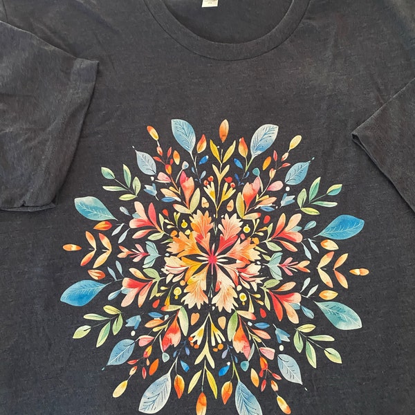 Regular Fit Short Sleeve Shirt - Flower Mandala - Light Blue