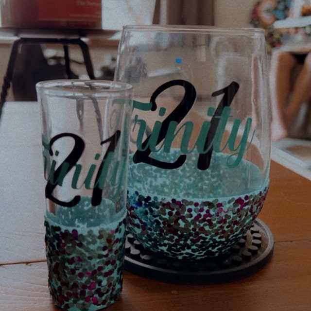 Glitter Wine Glass, 21st Birthday Wine Glass, Custom Shot Glass