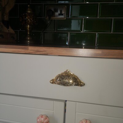 Victorian Solid Brass Drawer Handles. Cupboard Pull Knobs. Door Handles ...