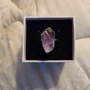 Customer photo from Kelly, Vertical Silver Raw Amethyst Ring, Sterling SIlver Ring,