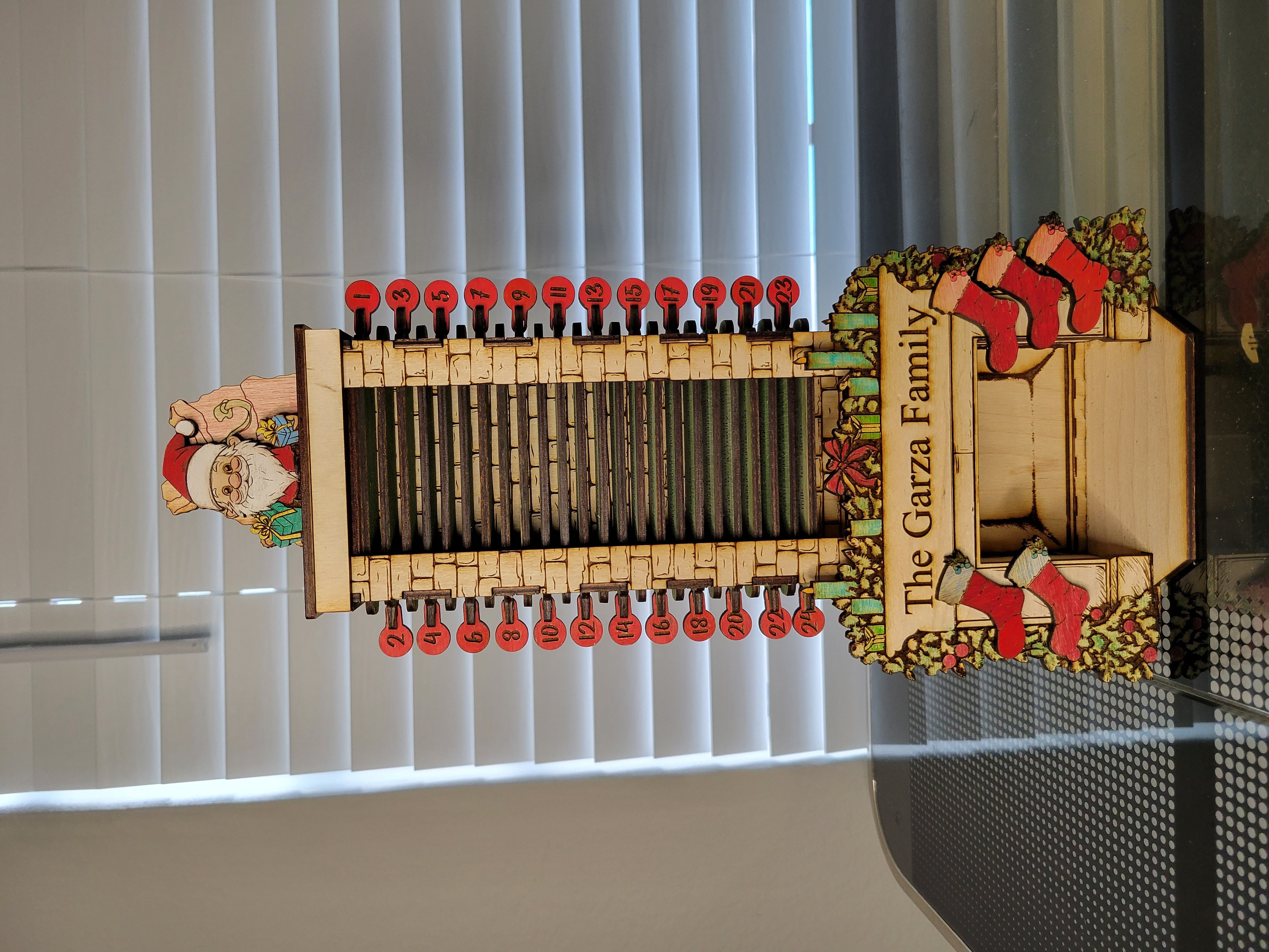 Santa in the Chimney, Christmas Advent Countdown Calendar, Laser Cutting