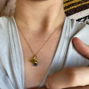 Customer photo from Emily, Personalized Dainty Raw Gemstone Birthstone Necklace
