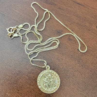 The Traveler's Coin 14k Gold Filled St Christopher Necklace, Gold Coin ...