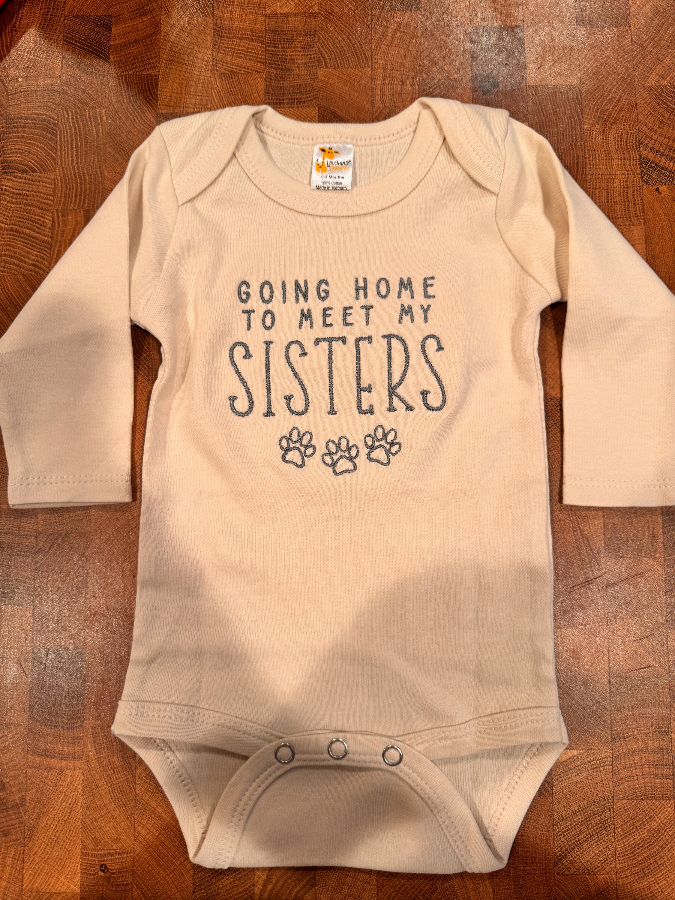 Embroidered Going Home to Meet My Pups Onesie® brand, New Best Friend Onesie, Personalized Dog Name Onesie, Dog Name Onesie, F45