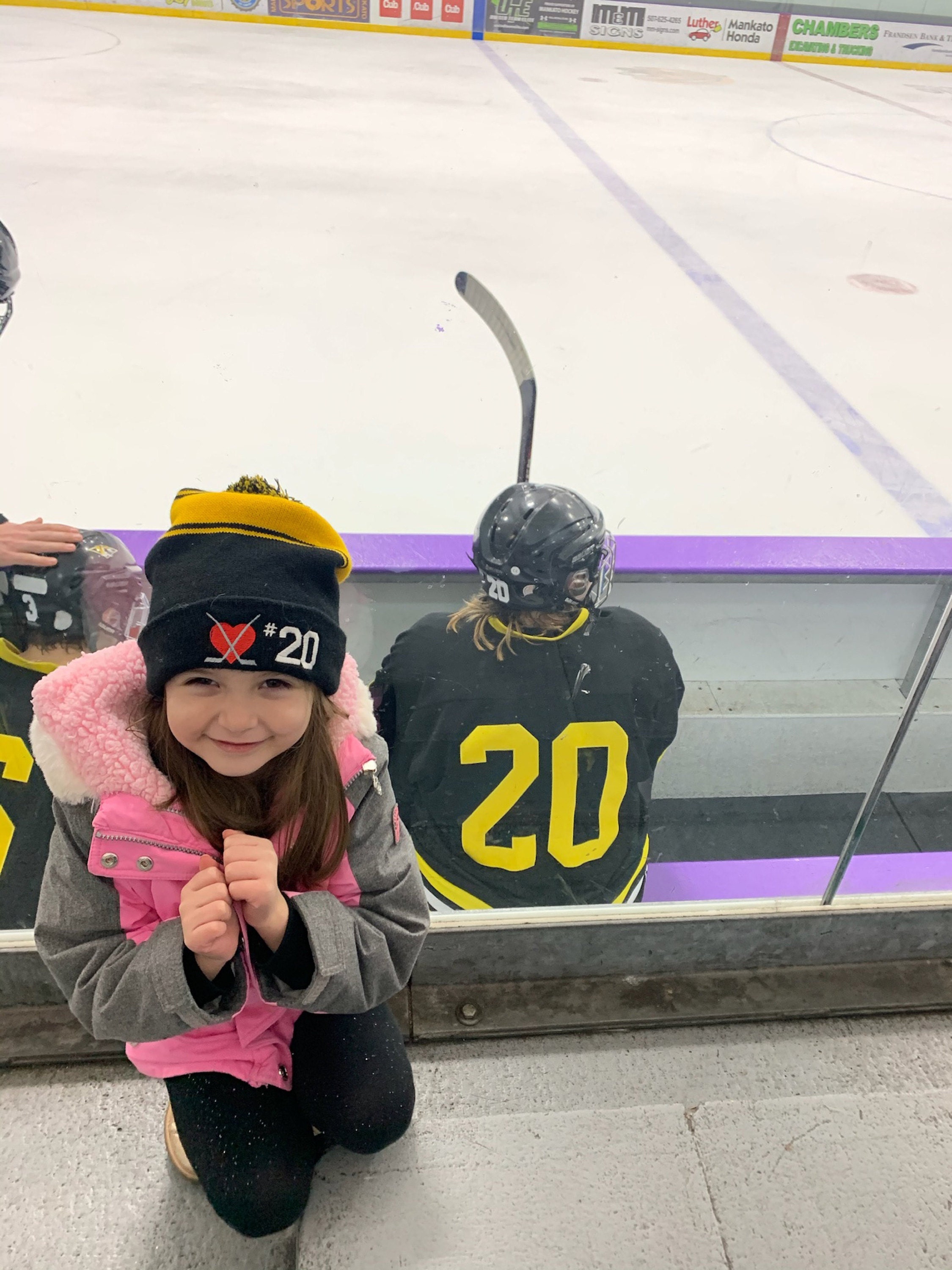 I Love Hockey. Personalized Hockey Hat. Pom Pom Beanie. Hockey Mom.  Winter Beanie. Kota couture