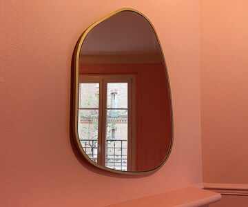 Rose Gold Tinted Asymmetrical Wall Mirror Aesthetic Pink Tinted Home Mirror