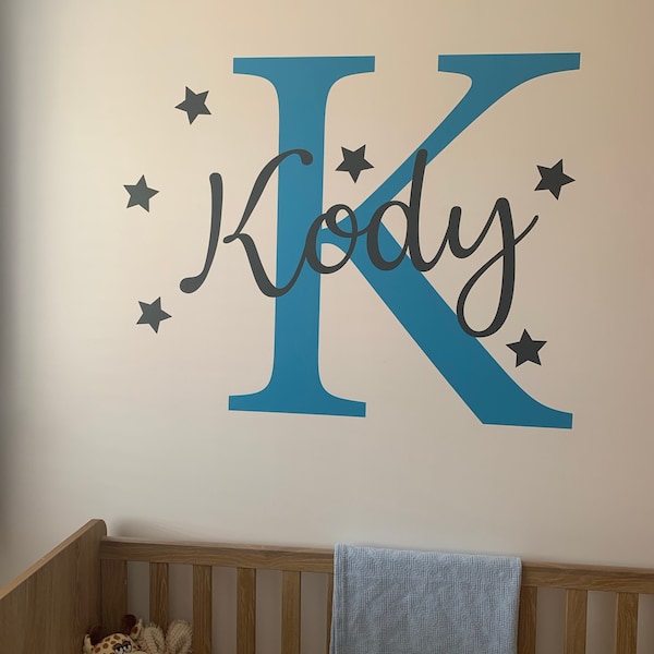 Personalised Name Wall Sticker | Personalized Custom Initial Nursery ...