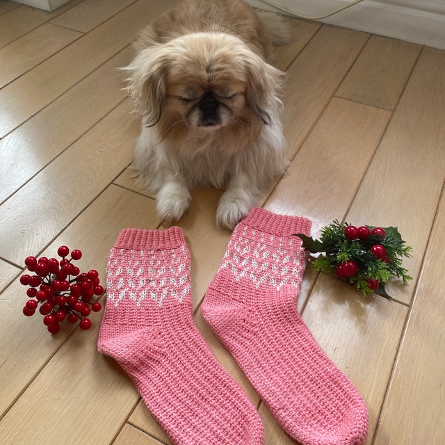 A customer's finished Vine Colorwork Socks Crochet Pattern + Video