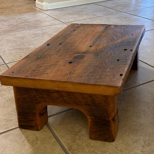 Rustic Distressed Wooden Step Stool - Reclaimed Barn Wood - Etsy