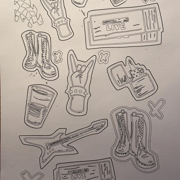 Hand-drawn Punk Rock Concert Scrapbook Kit [[printable]] - Etsy