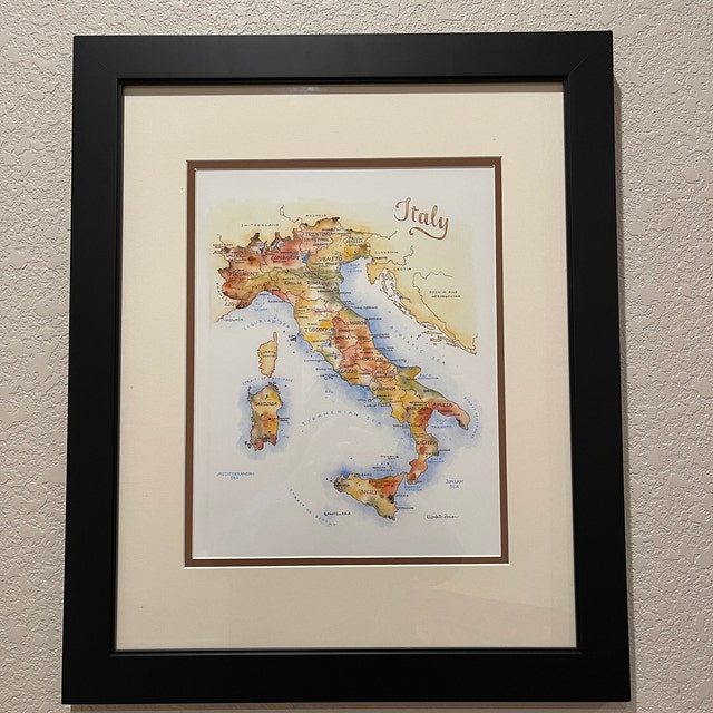 イタリア地図水彩イラスト ヴェネツィア ミラノ ナポリ トスカーナ
