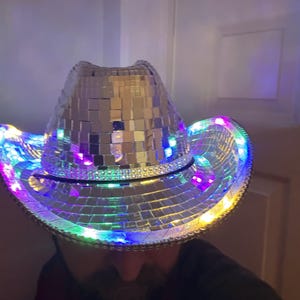 4723 Led Light Up Cowboy Hat 7 Colors Glow In The Dark Party Usb Disco Ball Cowboy Hat 3 Mode LED Light String / Beyoncé  main image 3