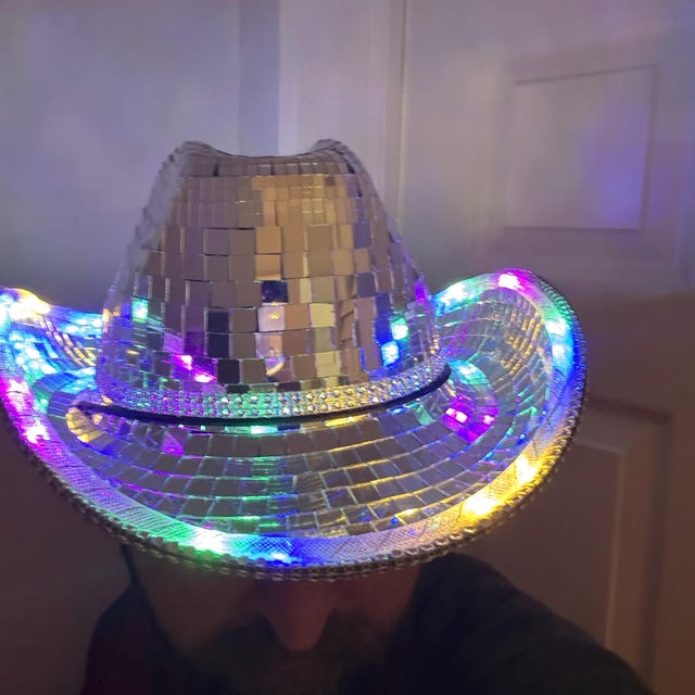 Lipfer Neon Scintillanti Spazzolino Cappello Cowboy Divertente Divertente Cappello Cowgirl Cappello Olografico Berretto Cappello Rave per Donne Uomini Rosa Rosa