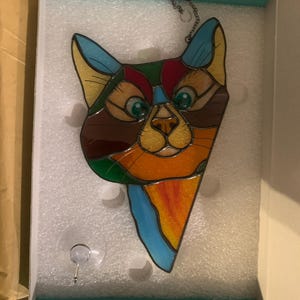 Acchiappasole In Vetro Colorato Con 5 Gatti Su Un Ramo - Decorazione Da Finestra Per Interni, Regalo Per Amanti Dei Gatti E Festa Della Mamma - 2
